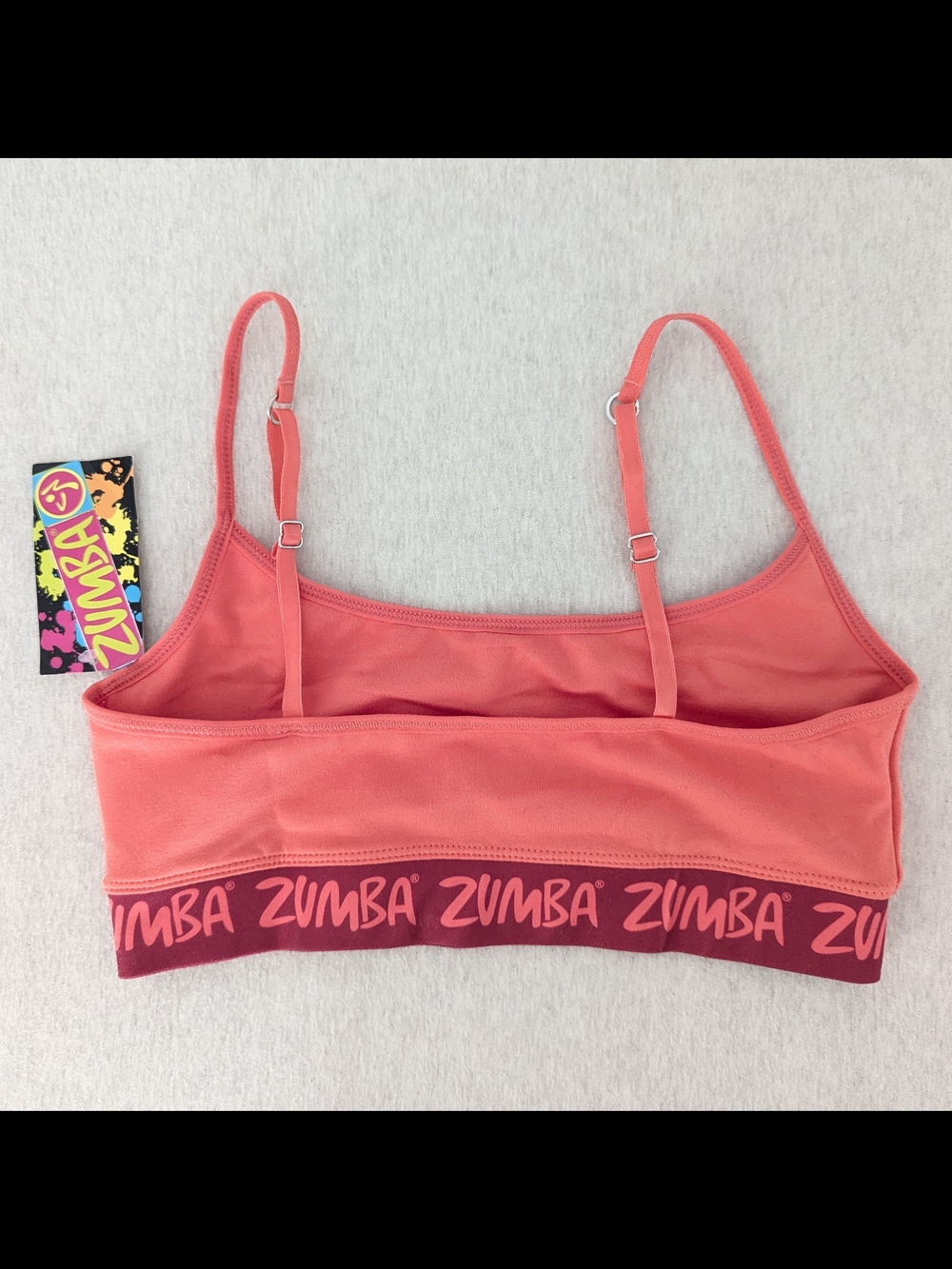 NWT Zumba Fitness Orange Logo Band Adjustable-Straps Sports Bra Small - Picture 2 of 3